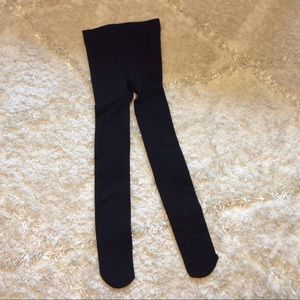 Black Fleece Footed Tights Leggings large New
